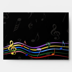 Rainbow Coloured Music Notes Envelope