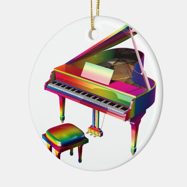 Rainbow Coloured Piano Ceramic Tree Decoration (Left)
