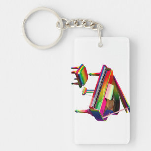 Rainbow Coloured Piano Key Ring
