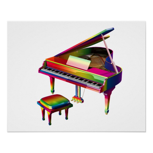 Rainbow Coloured Piano Poster (Front)