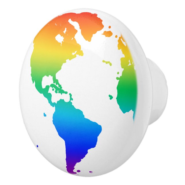Rainbow coloured planet earth ceramic knob (Right)