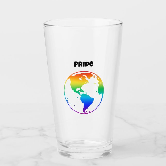 Rainbow coloured planet earth glass (Front)