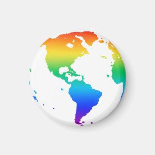 Rainbow coloured planet earth magnet