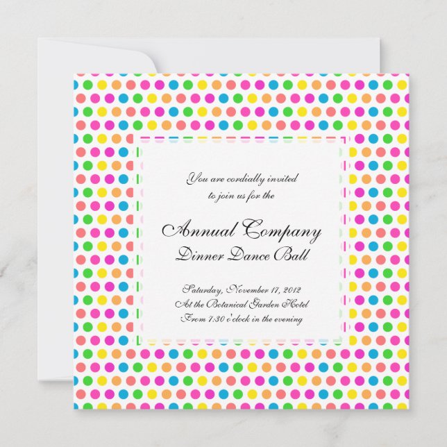 Rainbow Coloured Polka Dots Fun Happy Pattern Invitation (Front)