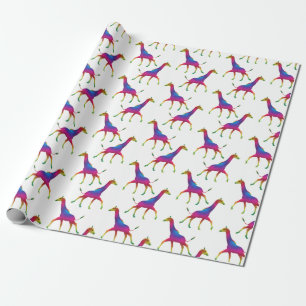 Rainbow Coloured  Psychedelic Giraffes Wrapping Paper