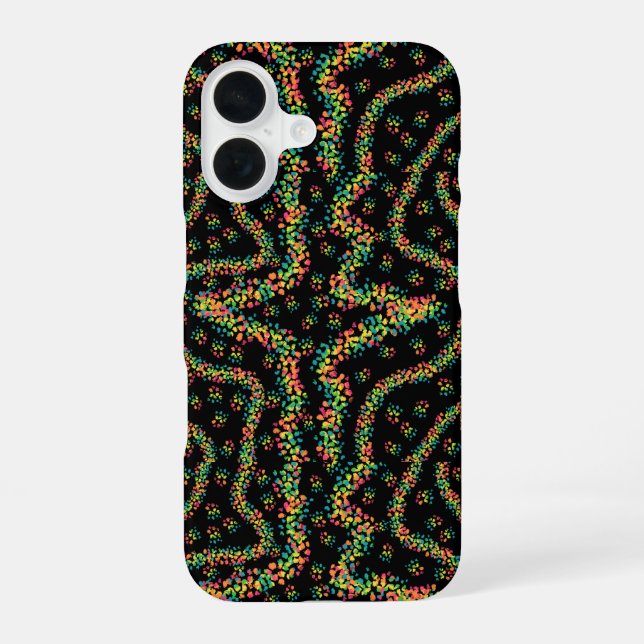 Rainbow Coloured Seurat Style Pointillism Pattern iPhone 16 Case (Back)