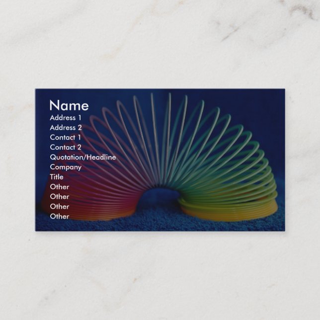 Rainbow-coloured slinky toy business card (Front)