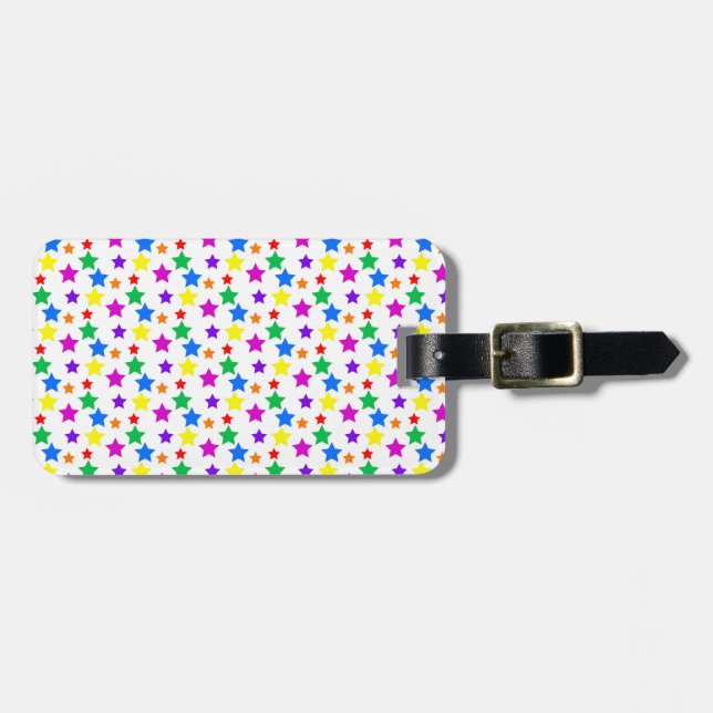 Rainbow Coloured Stars Luggage Tag (Front Horizontal)