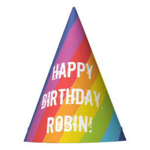 Rainbow Coloured Stripes Paper Party Hat