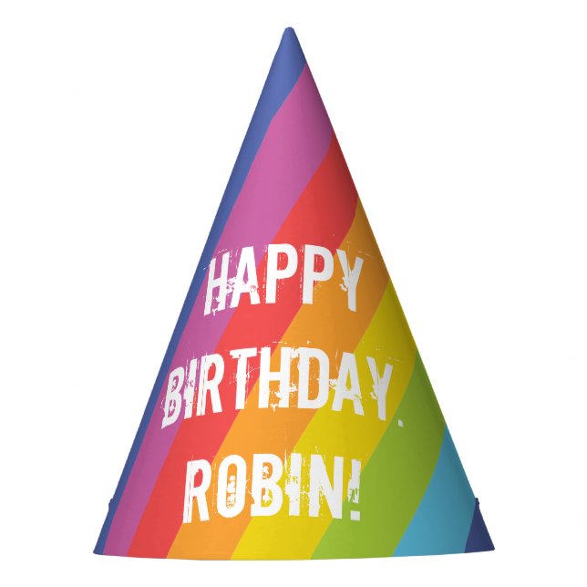 Rainbow Coloured Stripes Paper Party Hat (Front)