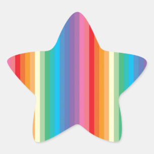 Rainbow coloured stripes pattern star sticker