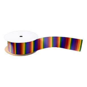 Rainbow Coloured Stripes Satin Ribbon