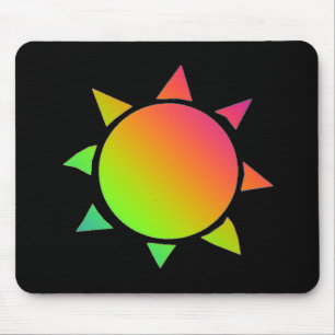 Rainbow coloured sun with black background mouse mat
