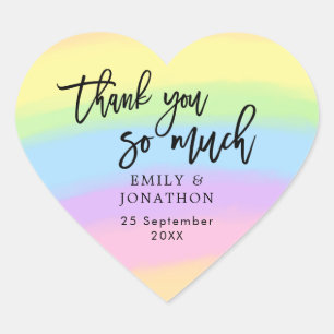 Rainbow Coloured Thank You So Much Script Names Heart Sticker