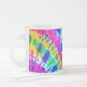 Rainbow coloured tie dye coffee mug