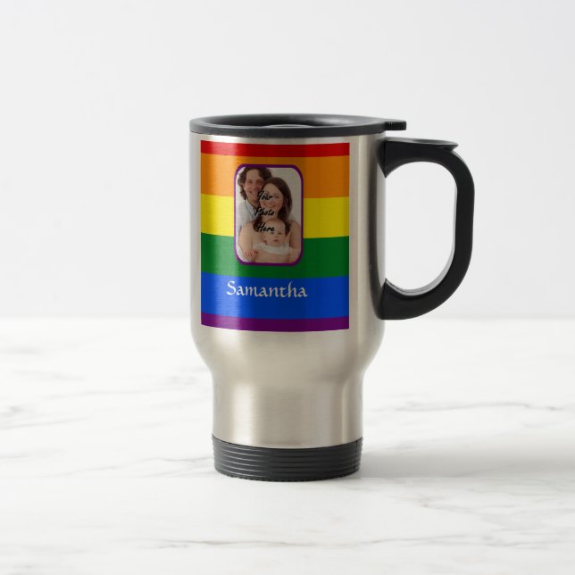 Rainbow coloured travel mug (Right)