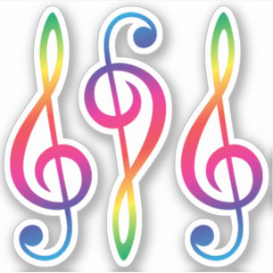 Rainbow coloured treble G clef