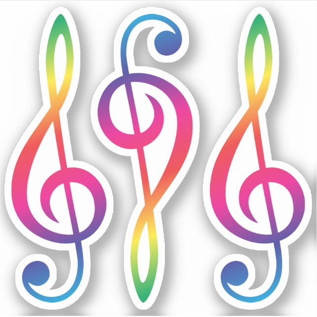 Rainbow coloured treble G clef (Front)