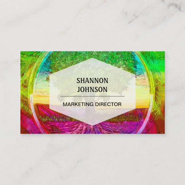 Rainbow Coloured Tree of Life Business Card (Front)