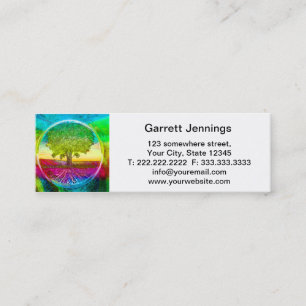 Rainbow Coloured Tree of Life Mini Business Card