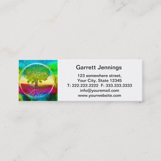 Rainbow Coloured Tree of Life Mini Business Card (Front)