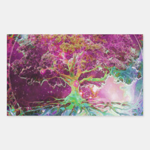 Rainbow Coloured Tree of Life Rectangular Sticker