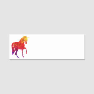 Rainbow Coloured Unicorn Fun art Name Tag