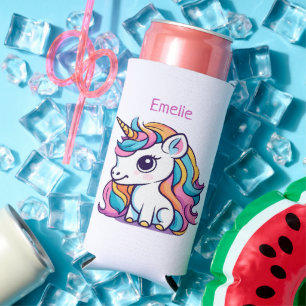 Rainbow Coloured Unicorn Motif Seltzer Can Cooler