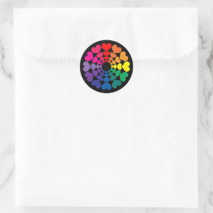 Rainbow Coloured Valentine Hearts in a Circle Clas Classic Round Sticker