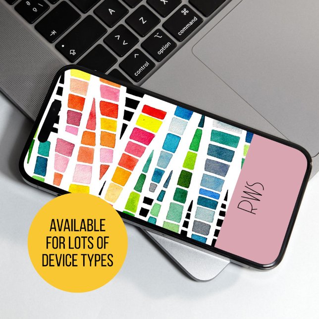 Rainbow Coloured Watercolor Mosaic Abstract Case-Mate iPhone Case (Geometric Mosaic Watercolor Phone case)