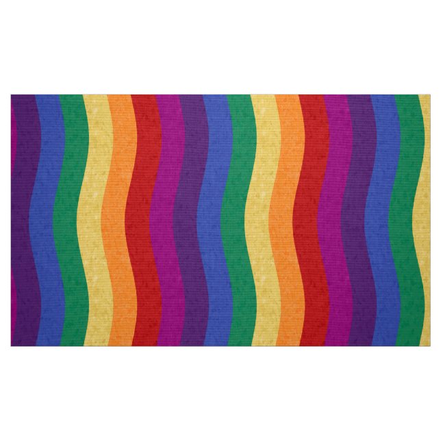 Rainbow Coloured Wavy Lines Fabric (Fat Quarter)