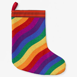 Rainbow Coloured Wavy Lines Small Christmas Stocking