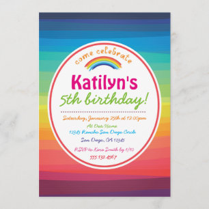 Rainbow Colourful Birthday Party Invitation