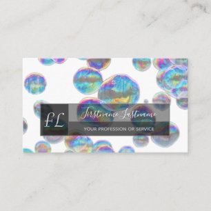 Rainbow colourful bubbles yoga teacher monogram business card