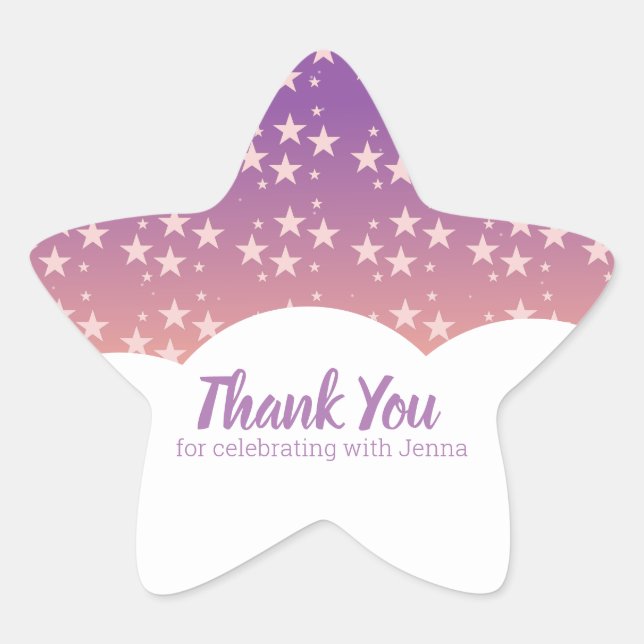 Rainbow Colourful Cloud Stars Thank You Birthday  Star Sticker (Front)