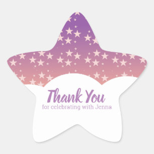Rainbow Colourful Cloud Stars Thank You Birthday  Star Sticker