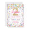 Rainbow Colourful Confetti Gold Girl 2nd Birthday