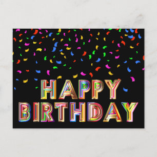 Rainbow Colourful Confetti Happy Birthday Postcar Postcard