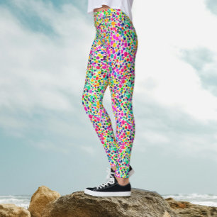 Rainbow Colourful Dots Watercolor Pattern  Leggings