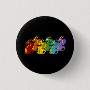 Rainbow colourful dragons cartoon  3 cm round badge