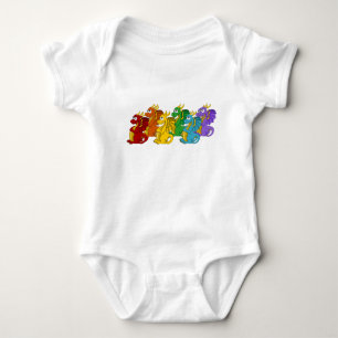 Rainbow colourful dragons cartoon baby bodysuit