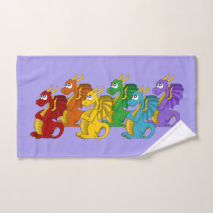 Rainbow colourful dragons cartoon  bath towel set