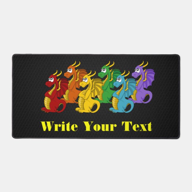 Rainbow colourful dragons cartoon  desk mat (Front)