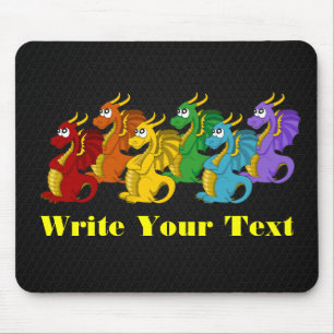 Rainbow colourful dragons cartoon mouse mat