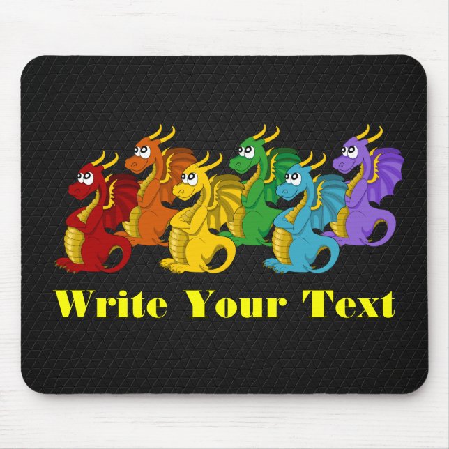 Rainbow colourful dragons cartoon  mouse mat (Front)