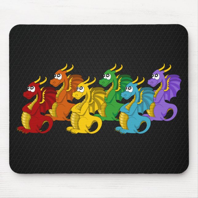 Rainbow colourful dragons cartoon  mouse mat (Front)