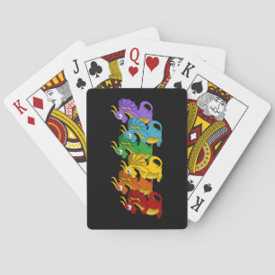 Rainbow colourful dragons cartoon  playing cards