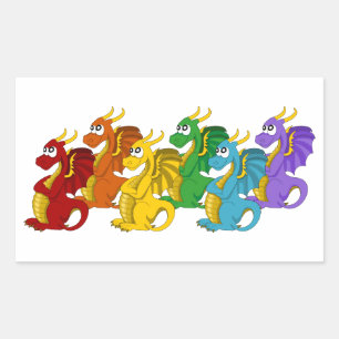 Rainbow colourful dragons cartoon Stickers