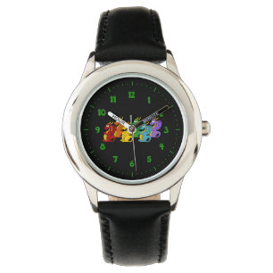 Rainbow colourful dragons cartoon watch