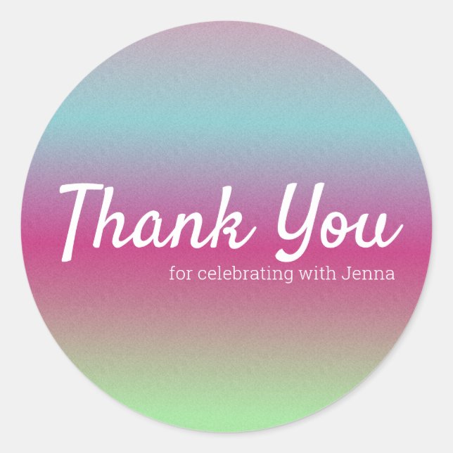 Rainbow Colourful Faux Glitter Pink Blue Classic Round Sticker (Front)